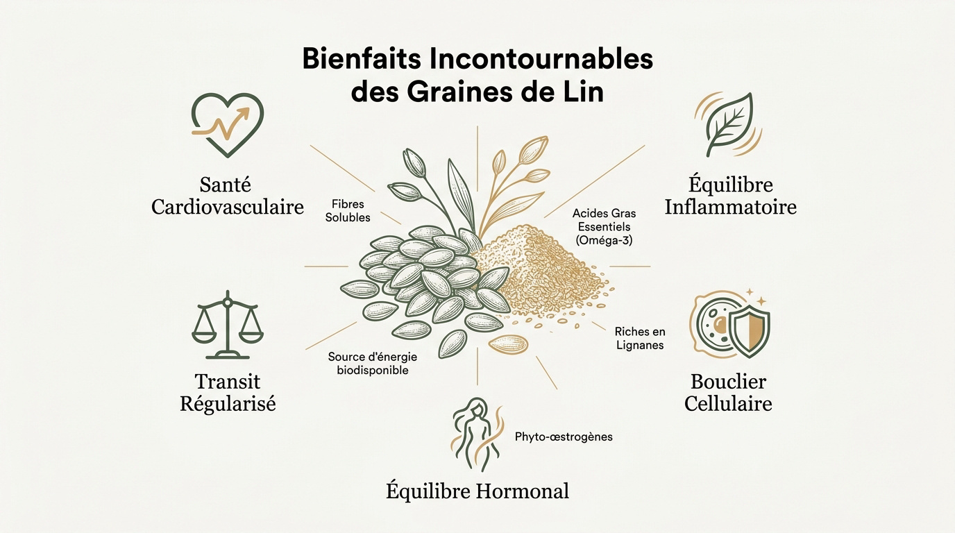 Graines de lin brunes et dorées riches en nutriments