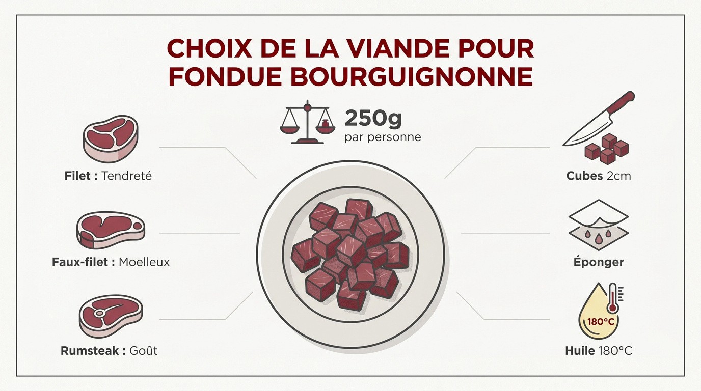 Cubes de viande de bœuf pour fondue